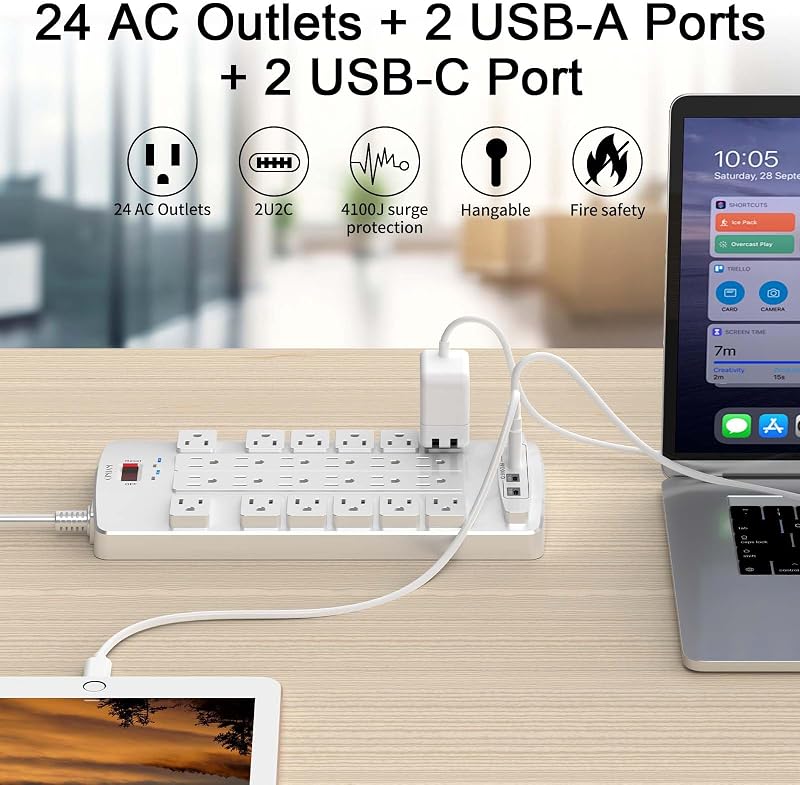Regleta alimentación 10pies 4puertos USB 1875W
