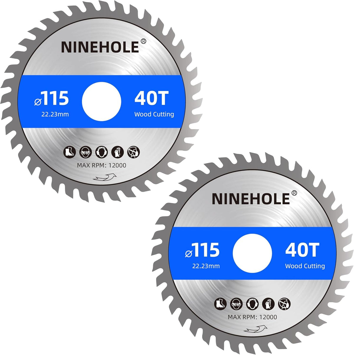 2 Hojas Sierra Circular 4-1/2pulg Eje 7/8pulg Dientes TCT