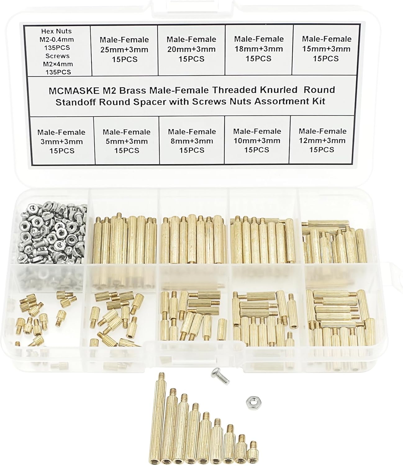 Separadores redondos M2 latón con tuercas kit PCB