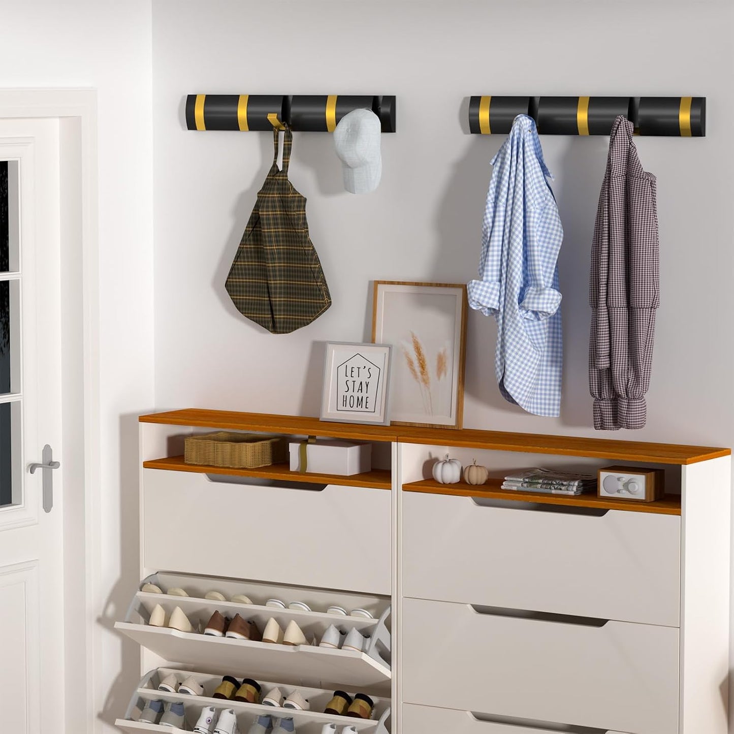 Perchero pared 5 ganchos plegables metal baño entrada dormitorio