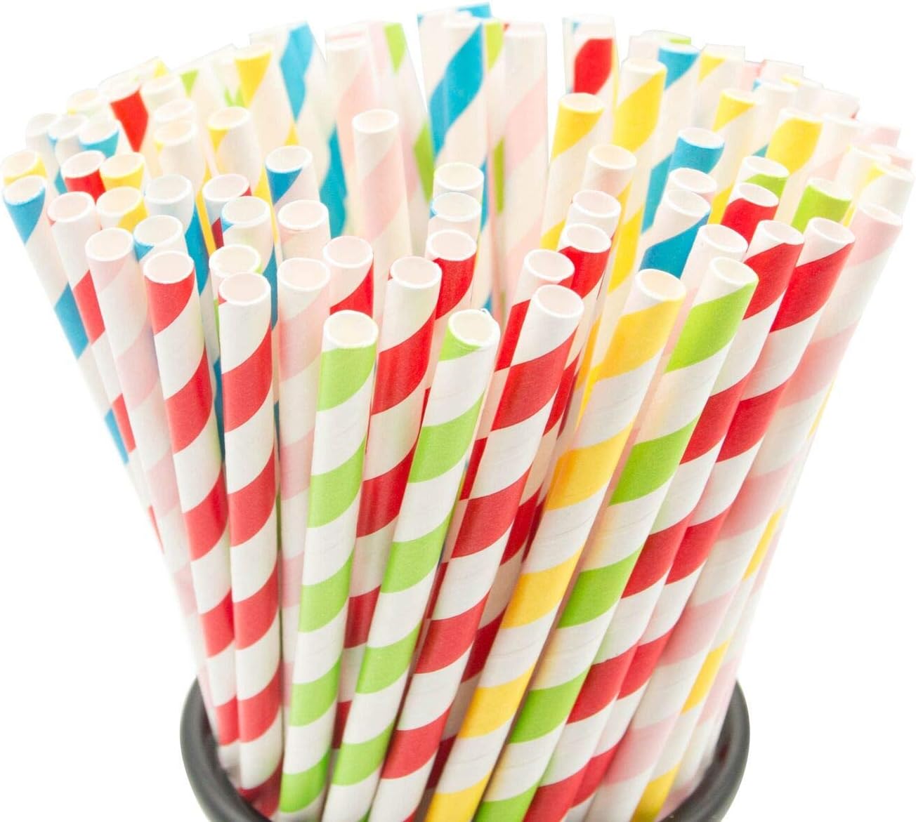 100 Popotes Biodegradables Colores Arco Iris para Jugos y Fiestas