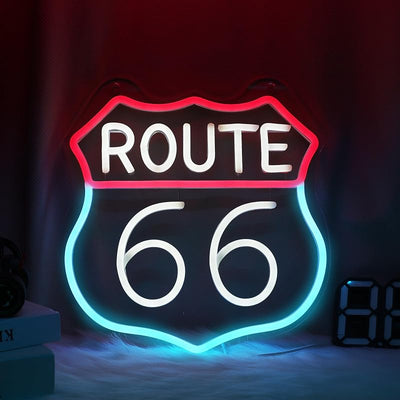 Letrero neón ruta 66 con luz LED USB para dormitorio y sala