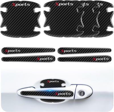 8 Pzas Protectores Manijas Puerta Fibra Carbono Universal