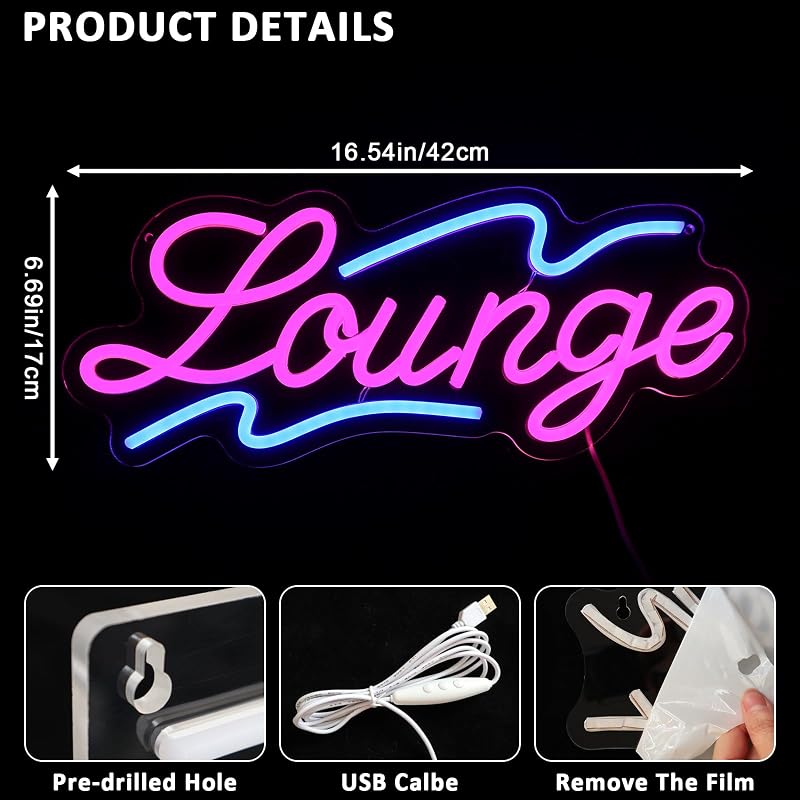 Letrero neón LED regulable USB para salón bar hotel