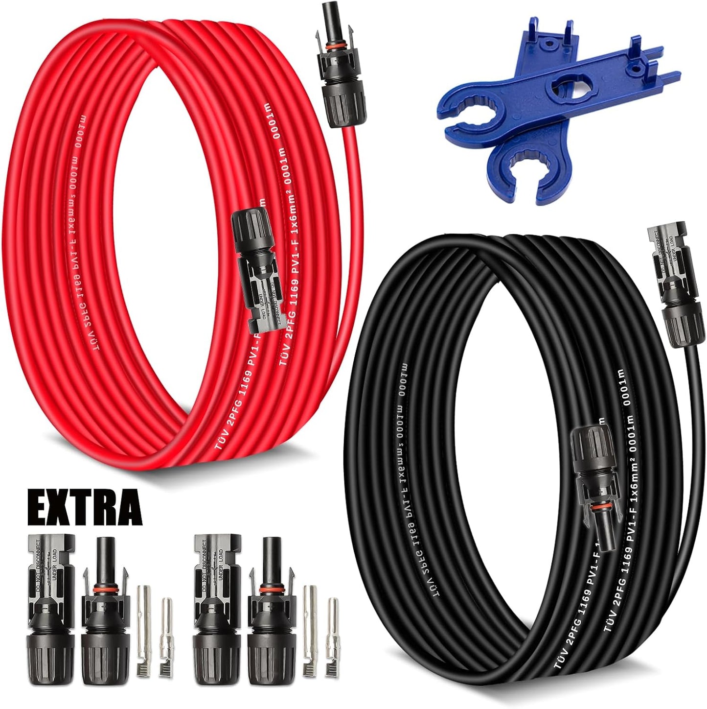 Cable extensión solar 3ft 10AWG con conectores macho hembra