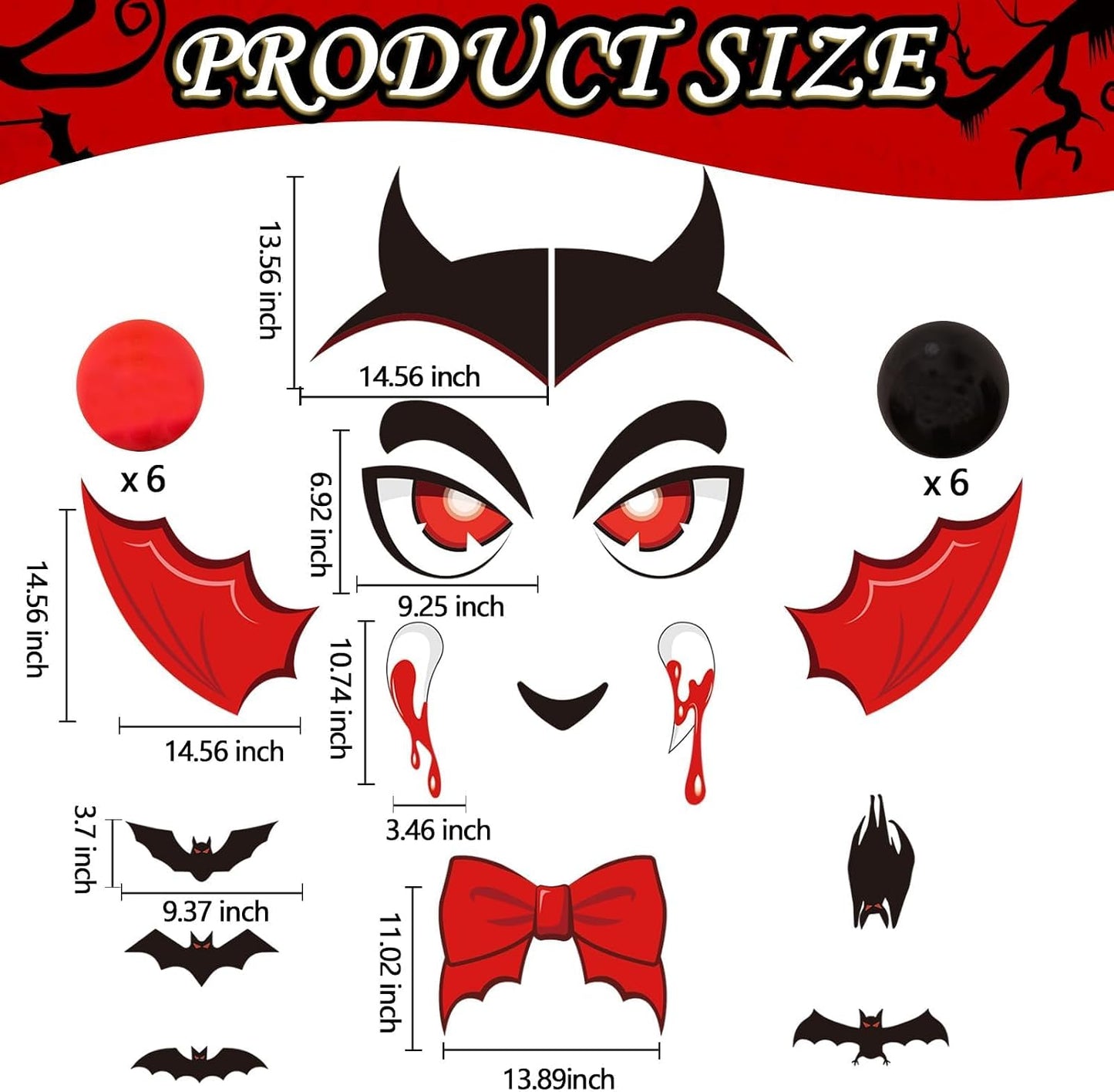37 Pzas Decoración Halloween Coche Vampiro Arco Globo Borla