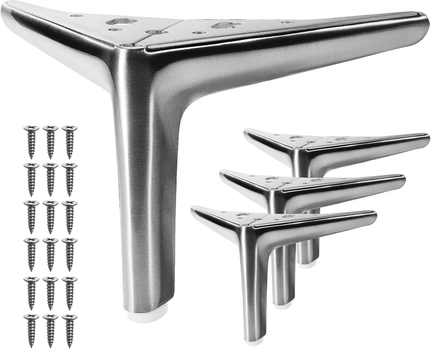 Set 4 patas muebles 5pulg modernas níquel