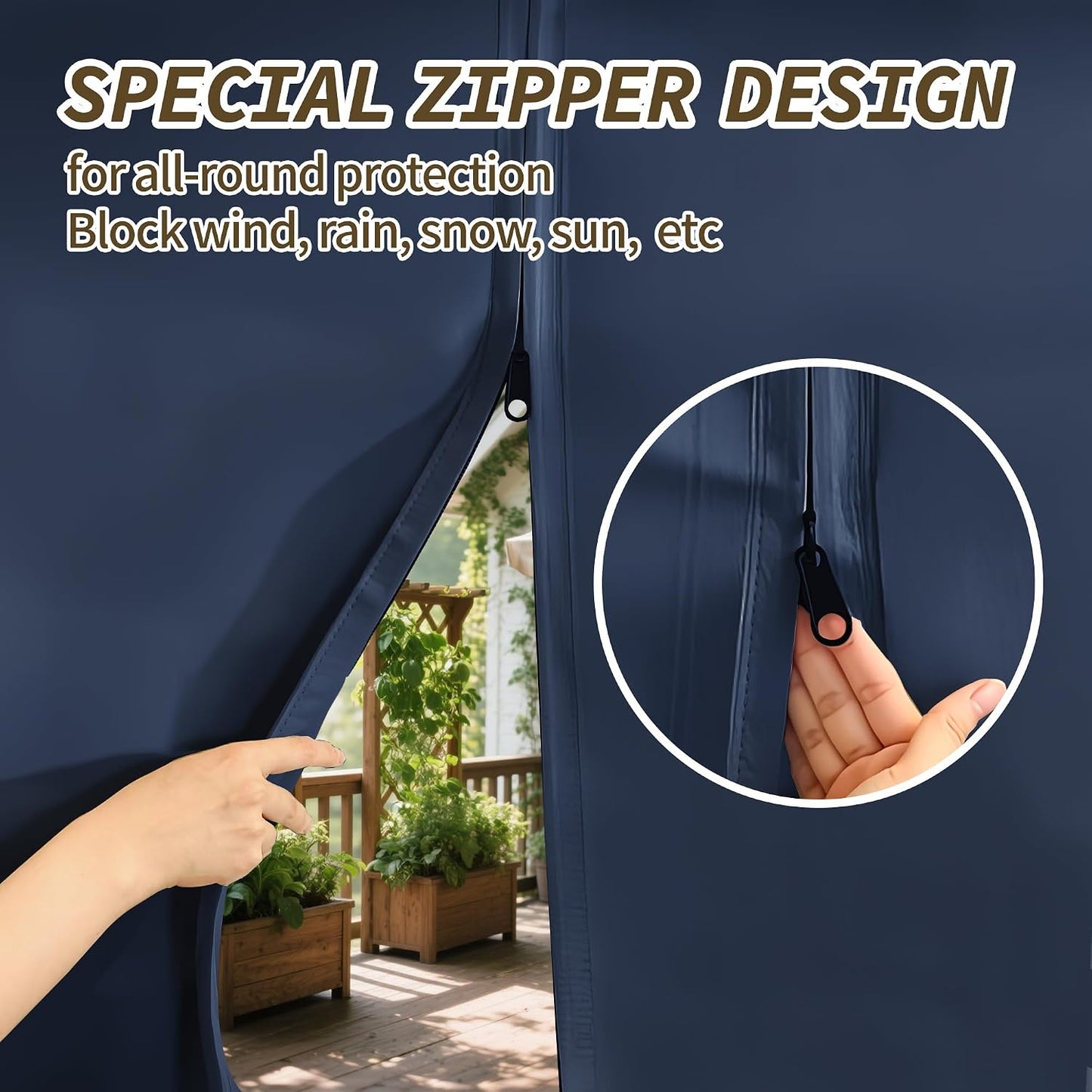 2 Cortinas exteriores impermeables con cremallera para