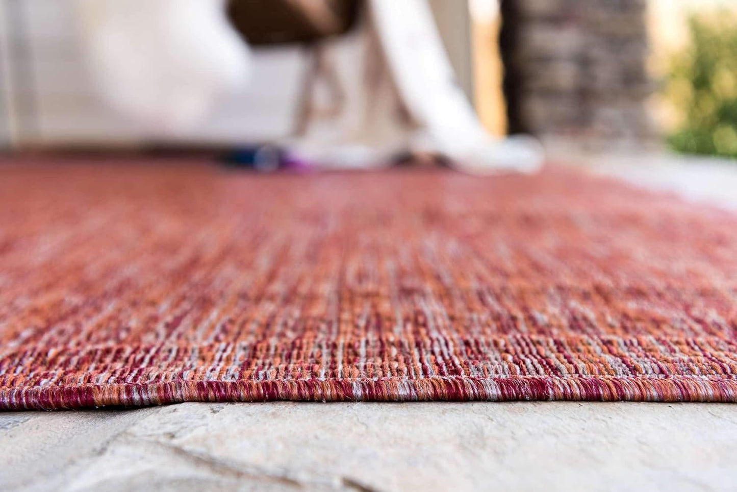 Alfombra transición sólida jaspeada 6x9ft rojo óxido/beige