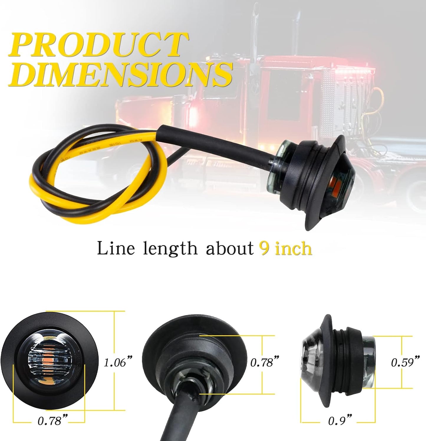 50 Luces Marcador Remolque 3/4" Ámbar LED Impermeables