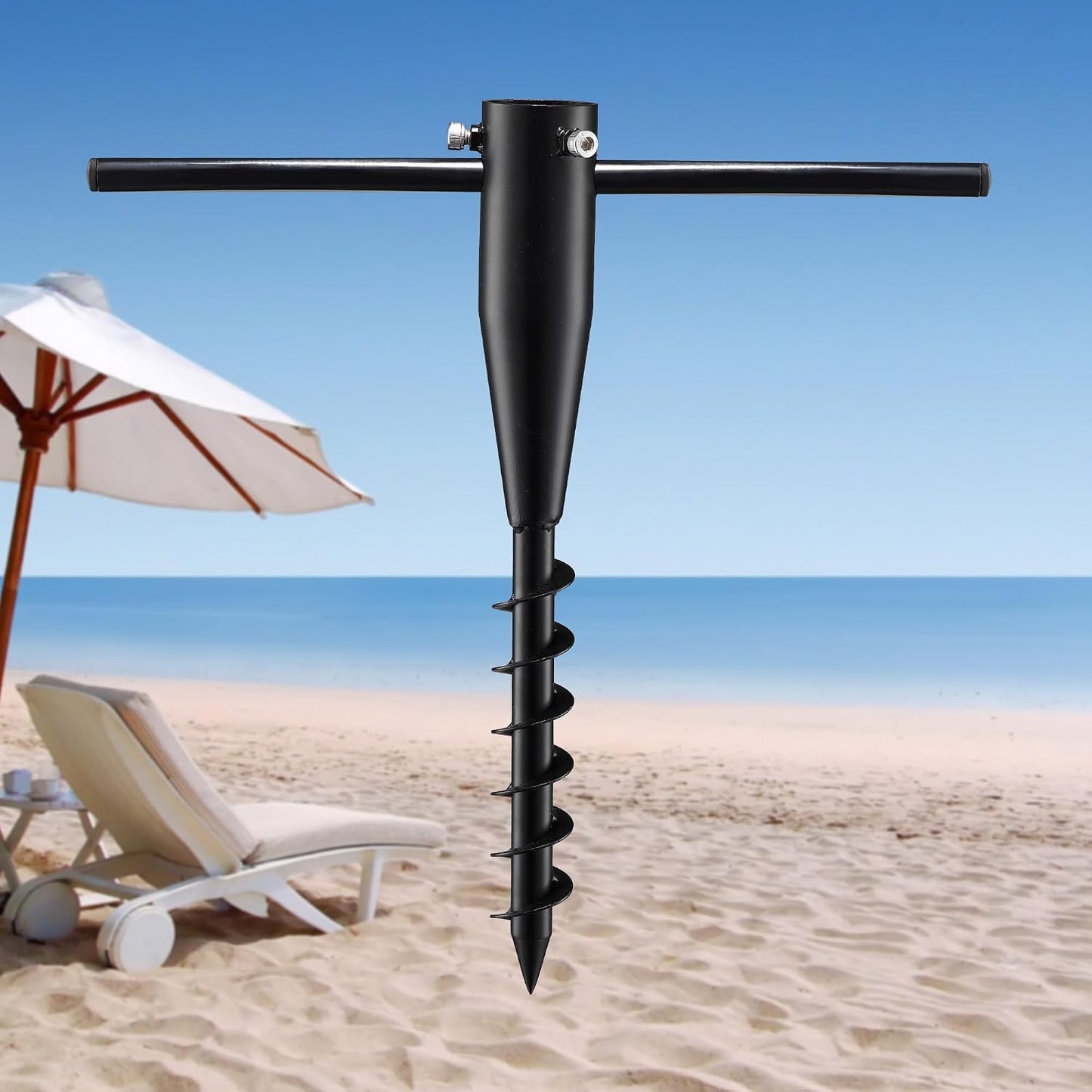 Ancla arena sombrilla exterior resistente 2.3" negro