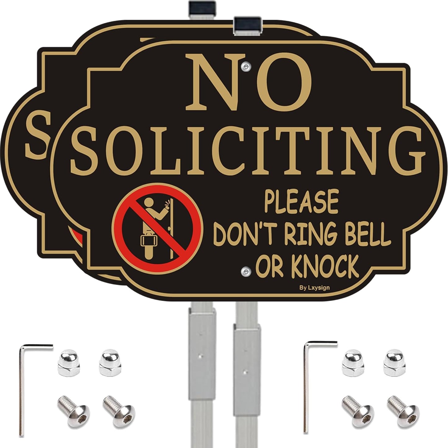 Letrero No Soliciting metal aluminio 12x8" 28" estaca