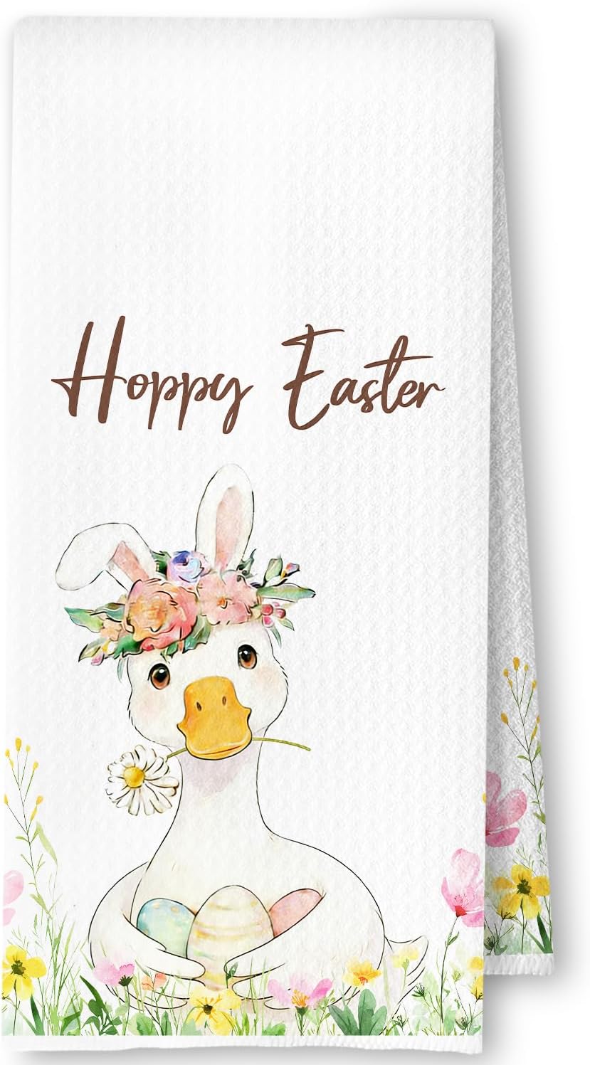Toallas de cocina con huevo de Pascua primavera, regalo para amantes de patos