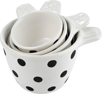 Taza medidora cerámica set 4 blanco y negro