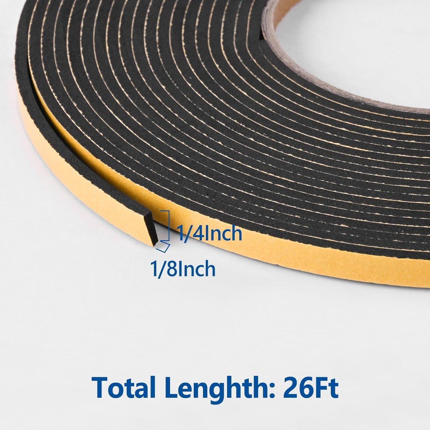 Cinta espuma autoadhesiva 1/4x1/8pulg x26ft sello puerta