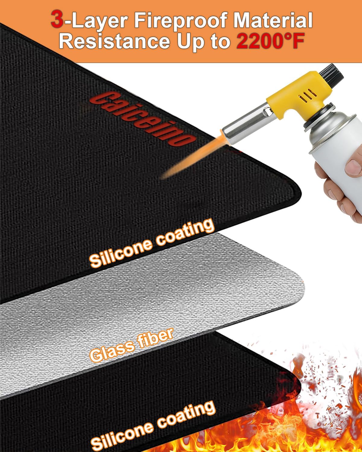 Tapete ignífugo para parrilla 48x30pulg doble cara impermeable