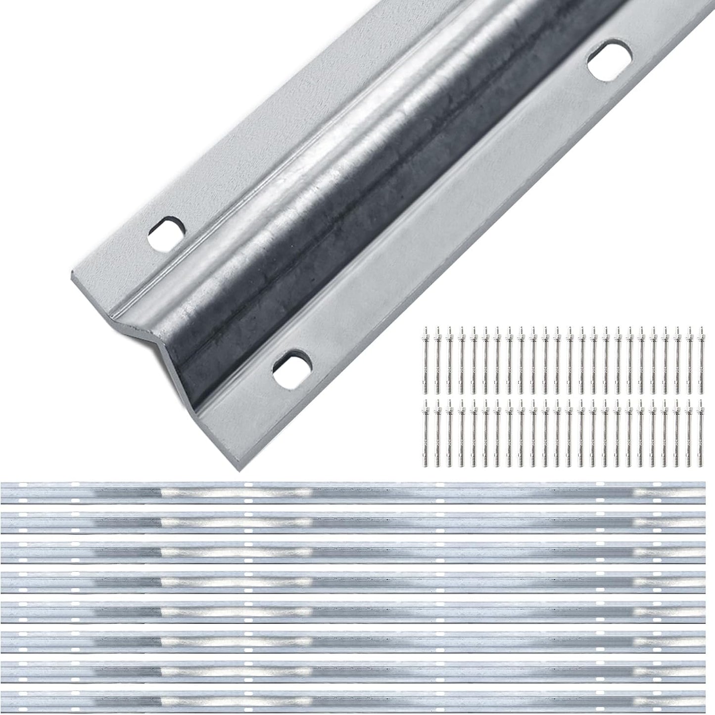 Vía en V galvanizada 48ft para puertas correderas 8 pzas 6ft