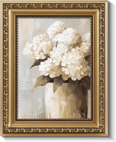 Arte floral vintage enmarcado en oro 8x10"