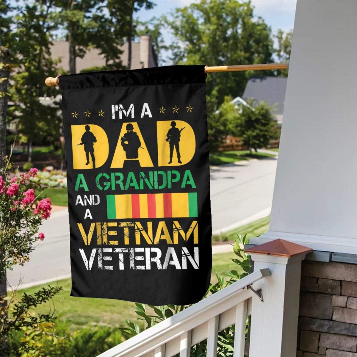 Bandera EE.UU. texto inglés Día del Padre hogar jardín