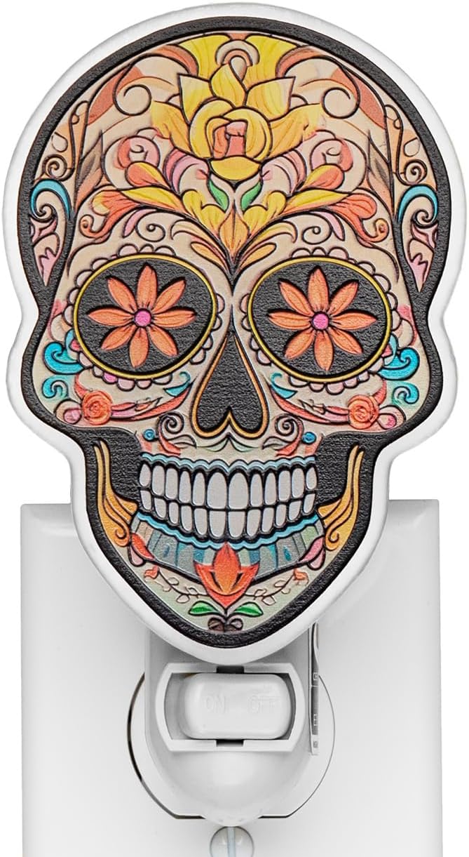 Luz nocturna calavera de azúcar decoración día de los muertos