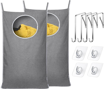 2 Pzas Bolsas Lavandería Colgantes 30x20pulg Ganchos Diferentes
