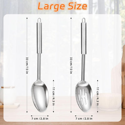 Juego cucharas acero inox ranuradas para servir y mezclar