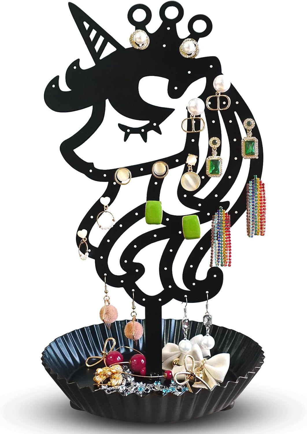 Organiz. aretes unicornio 81 agujeros soporte metal negro