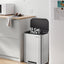 Bote basura cocina 50L acero inox cierre pedal plateado