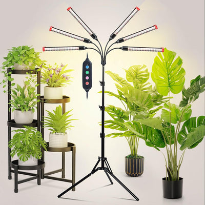 Luz cultivo 54W para plantas interiores con soporte y temporizador
