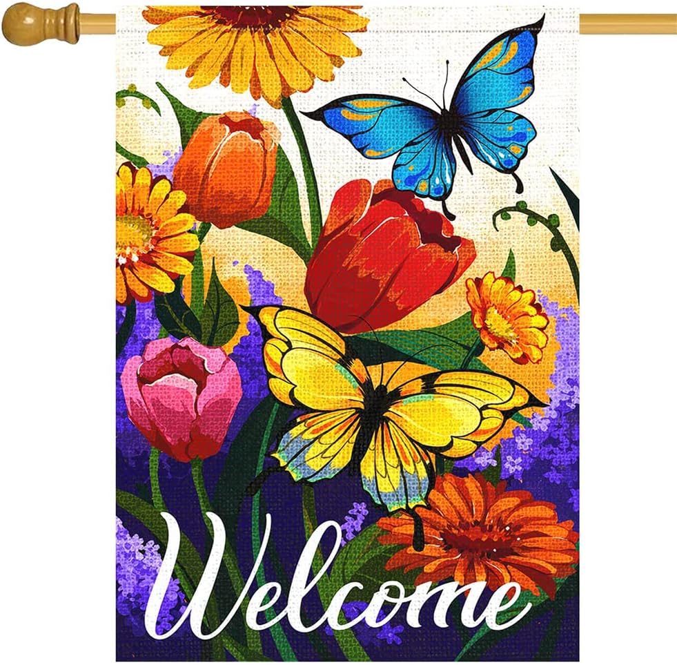 Bandera floral 28x40" doble cara decoración