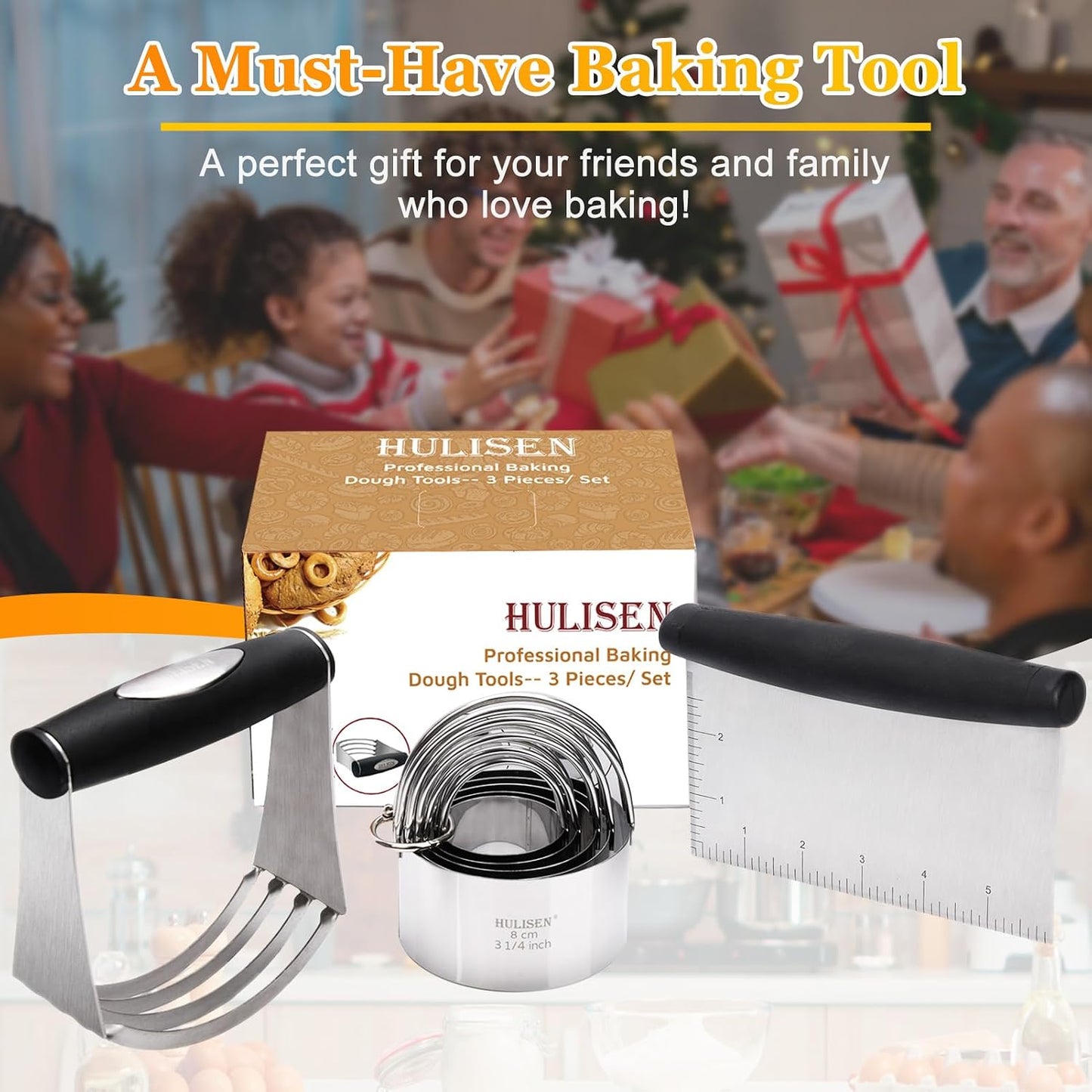 Juego cortador galletas acero inox raspador masa con agarre goma