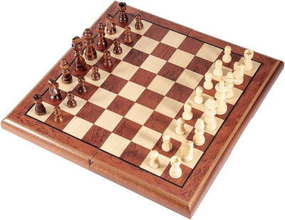 Set ajedrez magnético madera 15pulg plegable 2 reinas