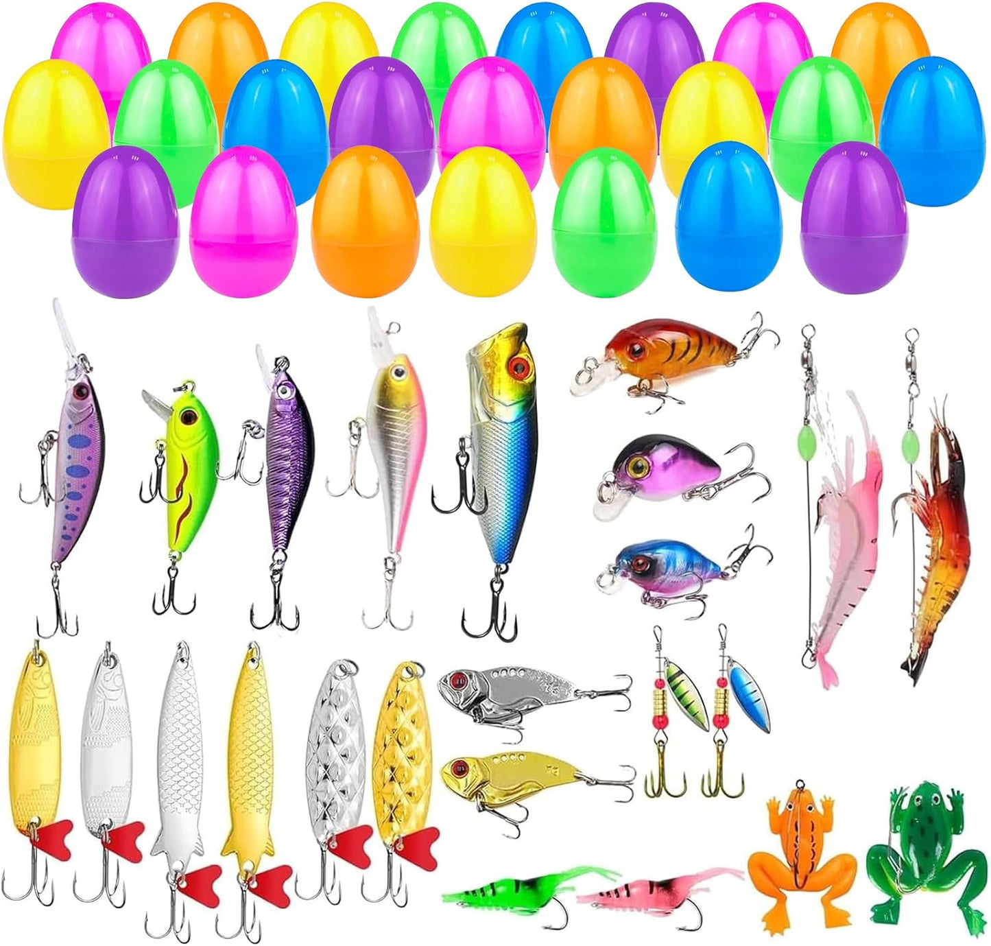 Set 24 huevos Pascua con señuelos pesca reales