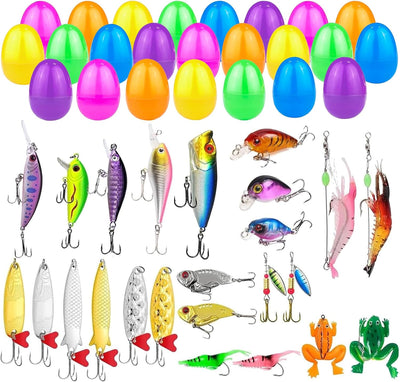 Set 24 huevos Pascua con señuelos pesca reales