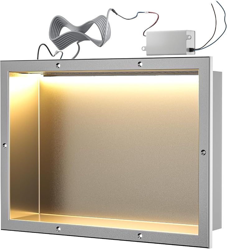Nicho ducha aluminio con luz LED 12x18