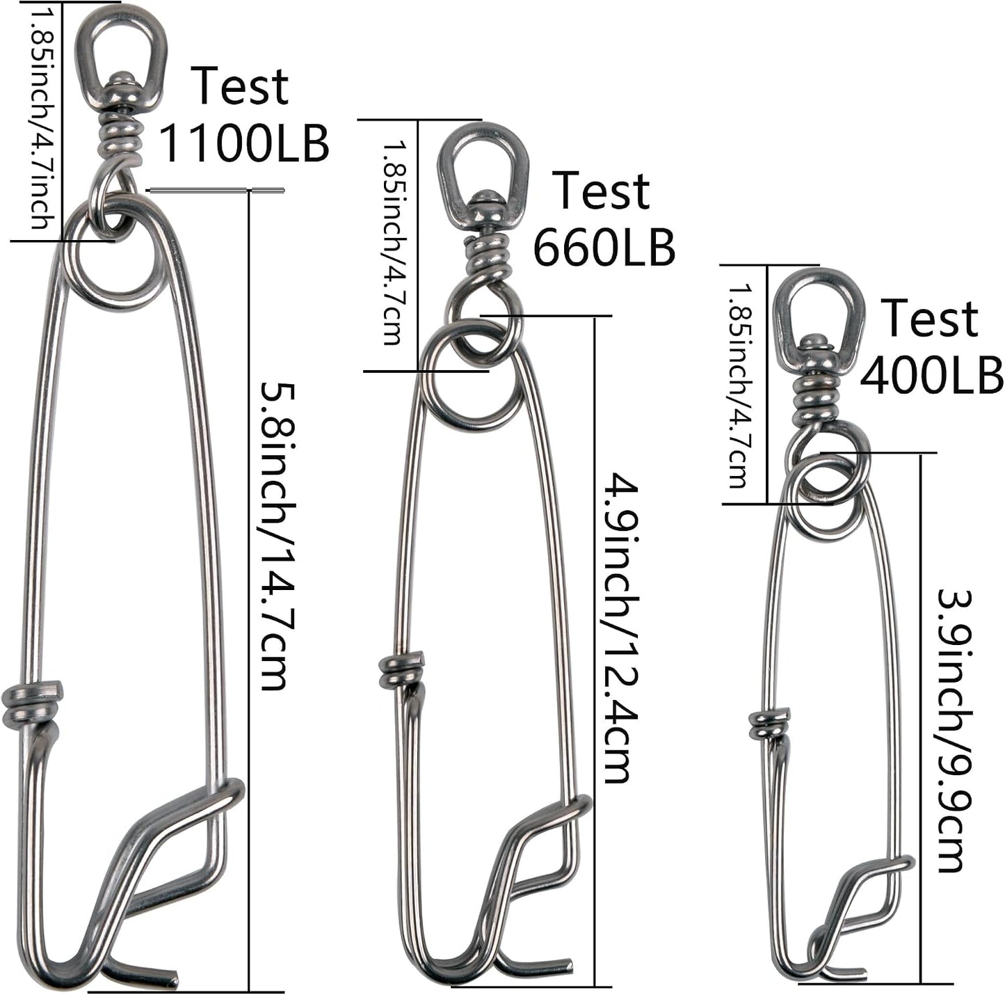 3 Clips presión acero inox 6 pzas para pesca