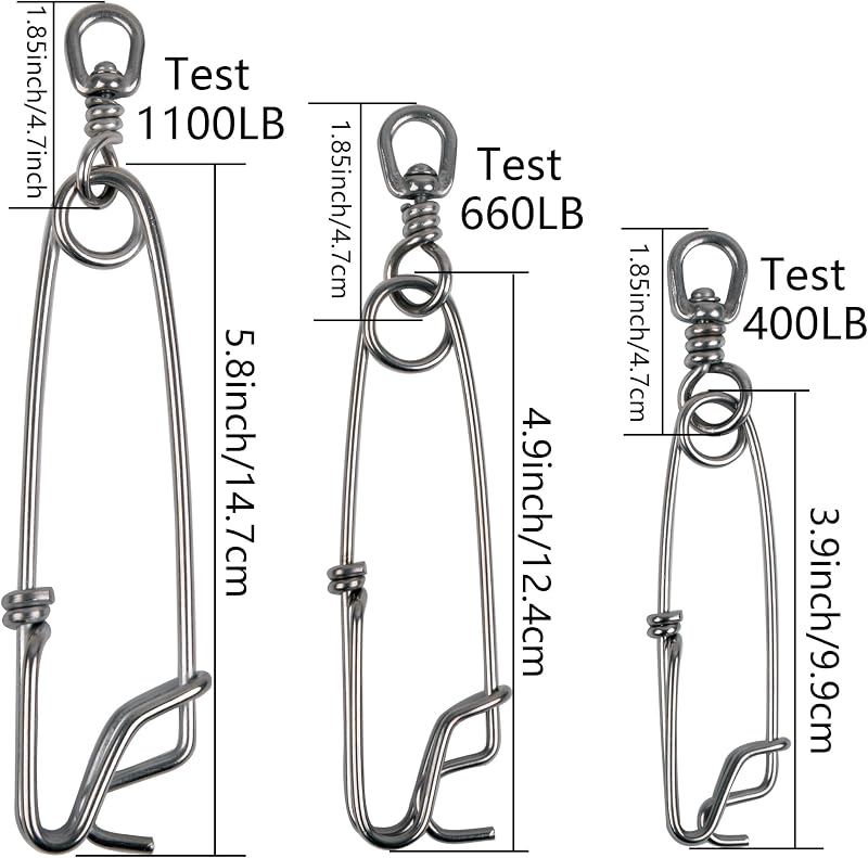Clips presión acero inox 3 pzas para pesca