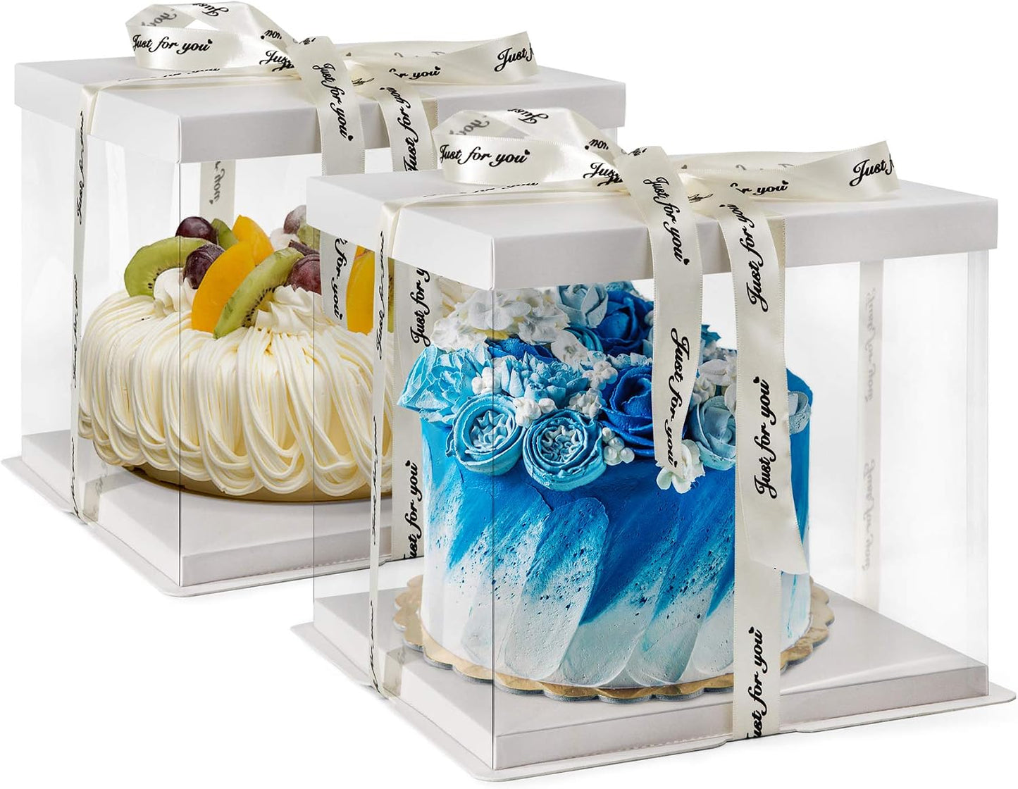 Caja transparente tartas 10x10" set 2 blanco
