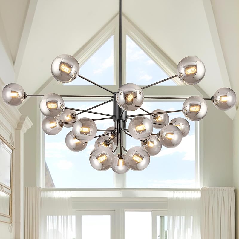 Candelabro negro 52.76pulg para comedor con 21 luces