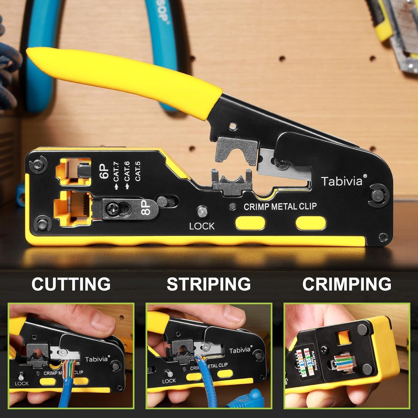 Kit crimpado RJ45 Cat7 con 50 conectores y botas