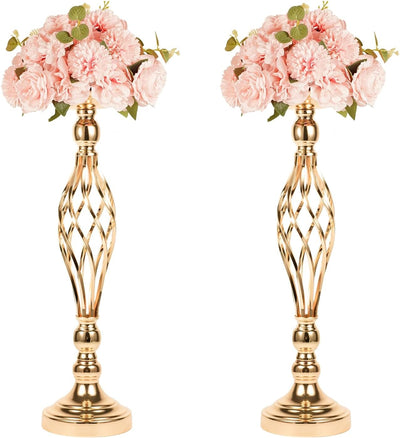 Candelabros metal dorado para boda jarrones 2uds