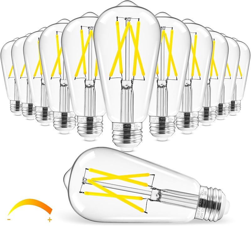 12 Bombillas LED Edison Vintage E26 700lm
