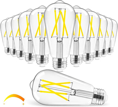 12 Bombillas LED Edison Vintage E26 700lm