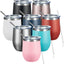 Vaso acero inox doble pared 12oz con tapa y pajita set 8
