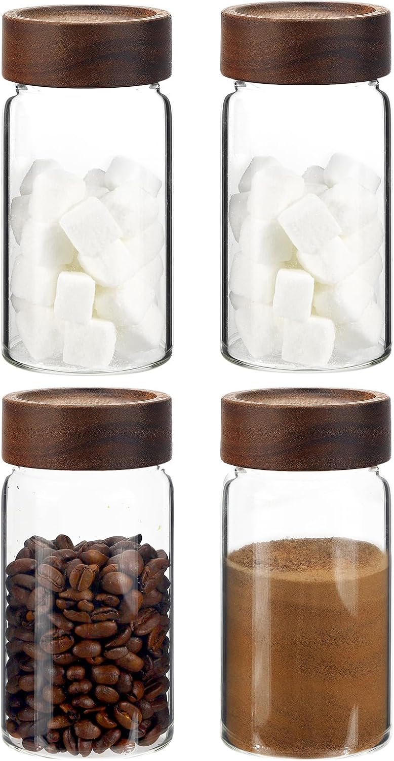 Tarros vidrio 8oz con tapa madera acacia para especias