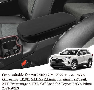 Fundas consola central Toyota RAV4 piel sintética cojín negro