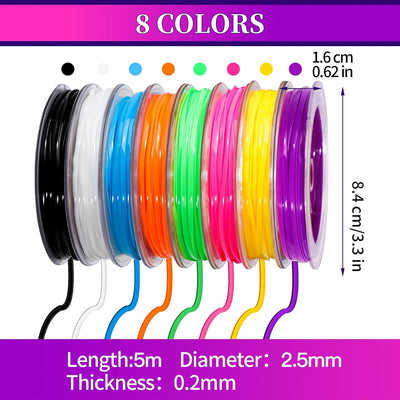 Kit cordón 8 colores brillante para pulseras y joyas