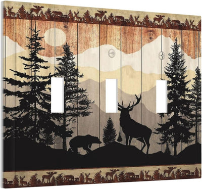 Placa interruptor triple pulsador decorativa bosque jungla