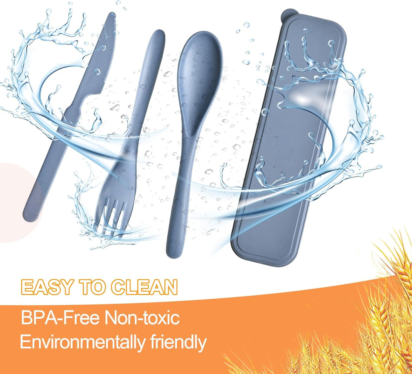 Set 2 Utensilios viaje paja trigo reutilizables