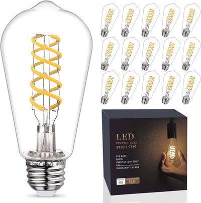 16 Pzas Bombillas Led Edison E26 60W Blanco Neutro 4000K